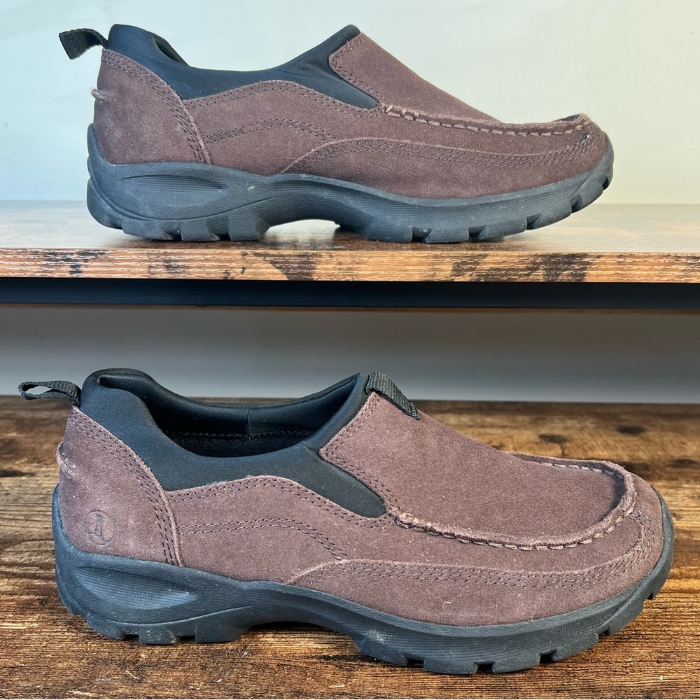 Lands End Suede Shoes Brown Slip On Rugged Sole Casual Men's 8